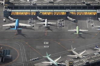 create detailed msfs airport scenery layout terminal and building with lods