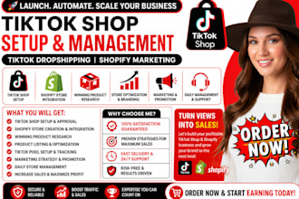 setup tik tok shop, manage tiktok shop, tiktok dropshipping, shopify marketing