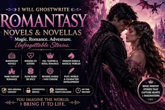 ghostwrite your romantasy book, fiction romance novel