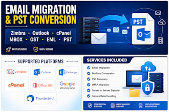 convert zimbra, mbox, eml mail backup to pst
