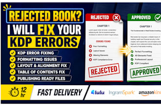 fix amazon kdp formatting errors upload issues manuscript and rejection problems