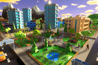 edit, upload, design 3d low poly map, roblox game map, low poly game environment