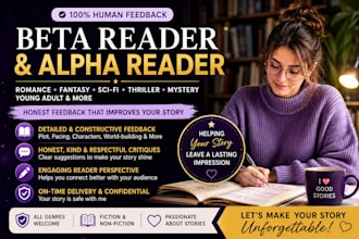 be your fiction beta reader for romance, fantasy, and sci fi