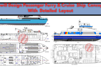 design passenger ferry and cruise ship concept with detailed layout