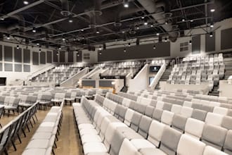 do church design elevation 3d rendering interior with photorealistic visuals