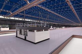 design 3d warehouse, factory, industrial building, park 3d rendering