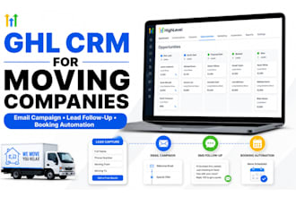 setup gohighlevel CRM for moving company leads email campaign automation