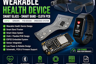 develop wearable health device smart glasses smart band esp32 sensor pcb