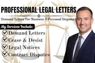 draft formal legal letter demand letter for disputes as a US attorney