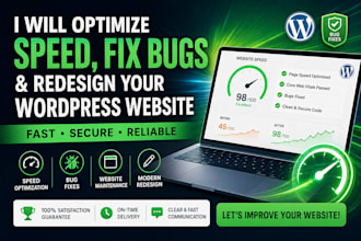 optimize speed, fix bugs and redesign your wordpress website