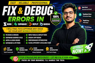fix and debug errors in rork supabase replit and base44 apps
