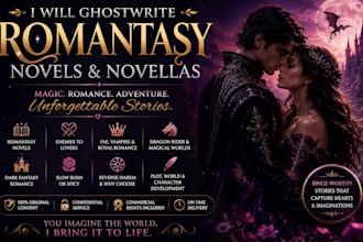 ghostwrite your romance fiction book, romantasy novel