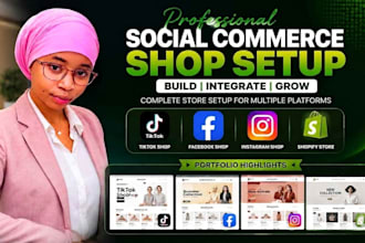 set up tiktok shop facebook shop setup instagram shop shopify dropshipping store