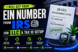 get your ein number from irs  for llc and tax id setup