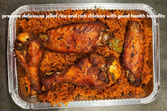 prepare deliciouse jellof rice and rich chicken with good health benefits