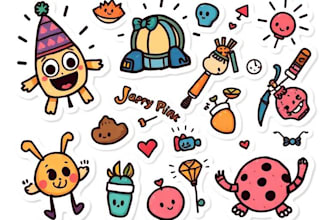 create cartoon doodle art illustration for your project