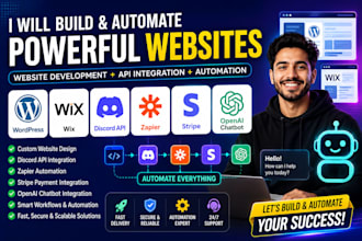 build wordpress wix website discord api zapier stripe openai chatbot automation