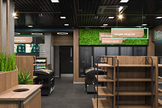 design modern supermarket planning, grocery store layout, retail plaza interior