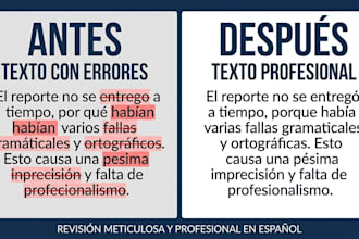 haré corrección y redacción profesional de textos en español