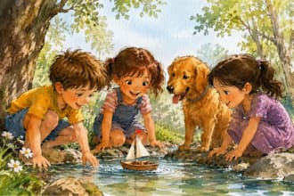 aquarell kinderbuchillustration für kinderbuch geschichtenbuch buchillustration