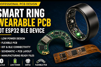 develop smart ring wearable pcb, iot esp32 ble device, low power flexible pcb