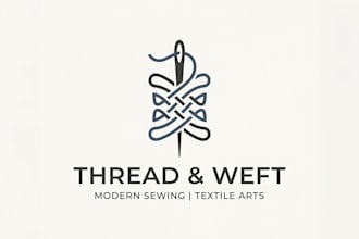 design a modern sewing and textile logo for your brand