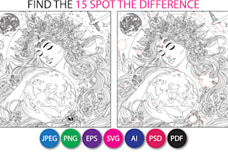 draw spot the difference and hidden object picture