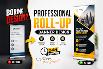 design modern roll up banner, retractable and x banner