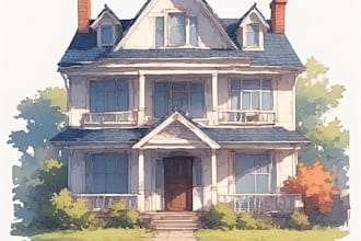 draw a watercolor house painting
