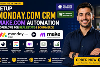 setup monday com CRM make com automation workflows for real estate and ecommerce