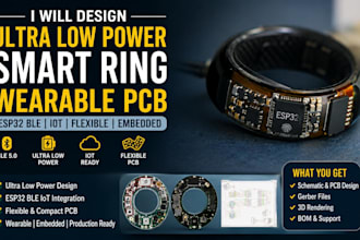 design ultra low power smart ring wearable pcb, esp32 ble iot, flexible embedded