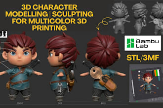add color to 3d model for multicolor 3mf or stl, split  part and 3d sculpting