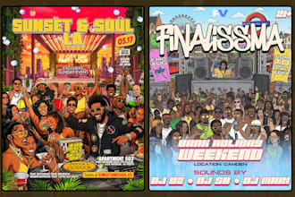 design a unique cartoon flyers and animated posters