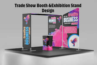 design printready trade show booth exhibition stand backdrop kiosk rollup poster