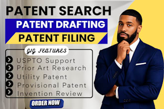 do patent search, patent drafting, patent filing, for your invention patent