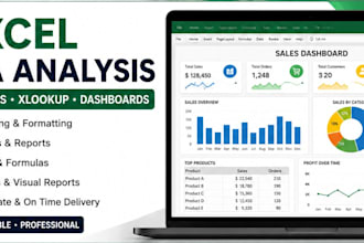 do excel data analysis, pivot tables, xlookup and dashboard