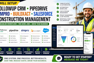 setup followup crm pipedrive simpro buildxact salesforce construction management