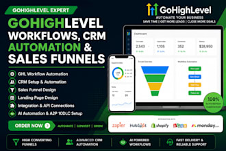 build gohighlevel workflows, CRM automation and sales funnels