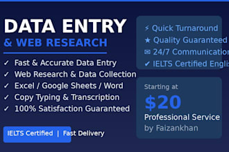 do fast and accurate data entry and web research
