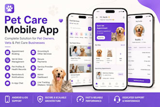 develop a pet care app with booking vet and owner panels