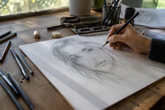 draw a realistic pencil sketch portrait from your photo