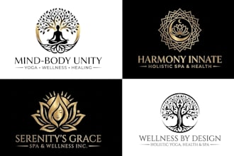 design a modern yoga, holistic wellness, health and spa logo for your business