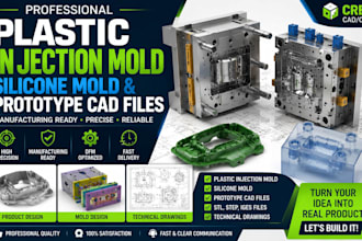 design plastic injection mold, silicon mold and prototype cad files