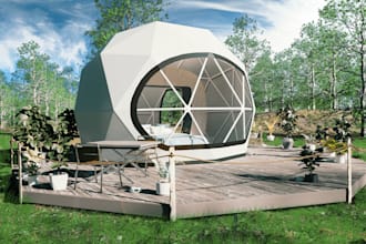 design glamping site plan, luxury tent 3d model, resort landscape architecture