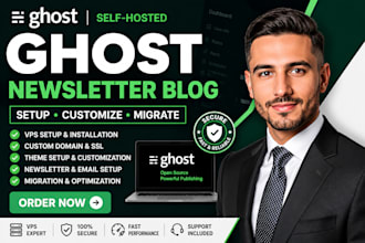 set up ghost newsletter blog self hosting vps custom domain theme and migration