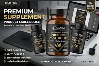 design premium supplement product label design