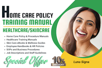 write home care policy manual, health care training manual, skin care ebooks