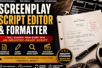 be format screenplay script editor film script pilot  proofread movie script