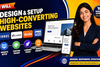 setup, design ionos website, looka website redesign, landing page, duda website