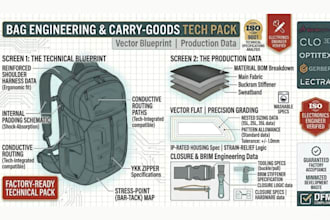 provide technical bag engineering and production ready backpack tech packs
